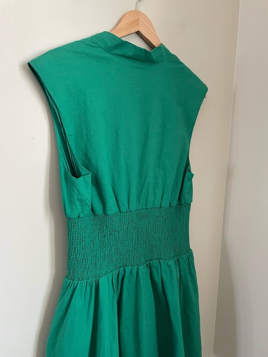 Anthropologie Tommie Linen Blend Mini Shirt Dress Kelly Green Size Large - Picture 9 of 12